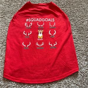 Red Dog Shirt with Reindeer Design